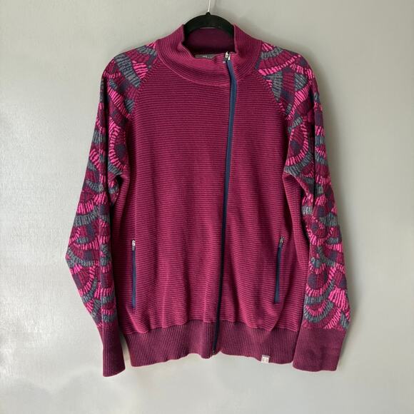 TITLE NINE Women's Medium Cranberry Zip Knit Cotton Blend Soft Gorpcore Outdoors - Picture 15 of 15